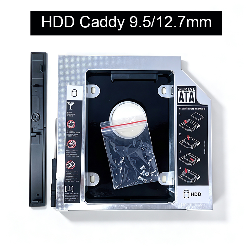 Laptop Accessories Organizer - ラップトップ用キャディアダプター,HDD, SSD, SATA 3.0インターフェース,ハードディスクホルダー,CD, DVD,ROM用9.5mm, 12.7mmブラケット,オプティカルベイ