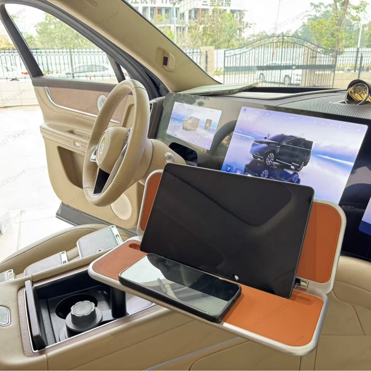 Laptop Accessories Organizer - 新型車用折りたたみ式トレイテーブル、後部座席運転者向けポータブルラップトップデスク＆スマホホルダー