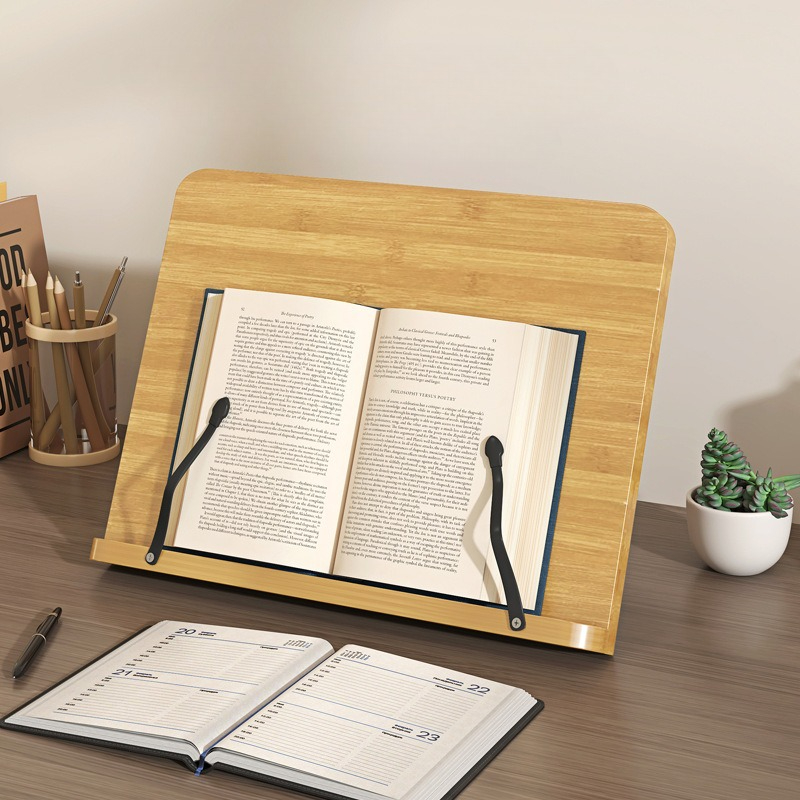 Laptop Office Accessories - 木製読書用ブックスタンド、多機能ラップトップサポート、8段階調節可能なスタンド