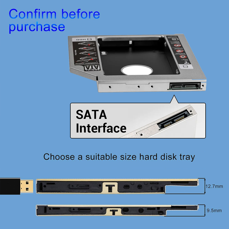 ラップトップ用キャディアダプター,HDD, SSD, SAT - Laptop Accessories Organizer のレビューと価格