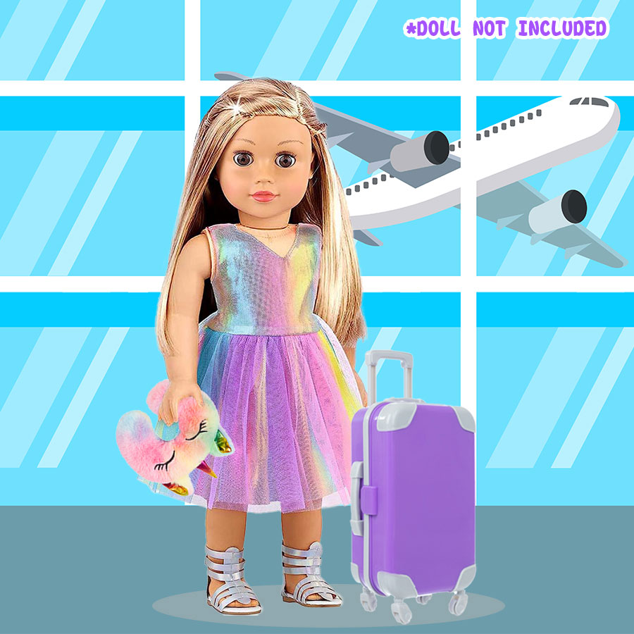 18インチ人形用服とアクセサリー、人形用スーツケース旅行セッ - Laptop Accessories For Girls のレビューと価格
