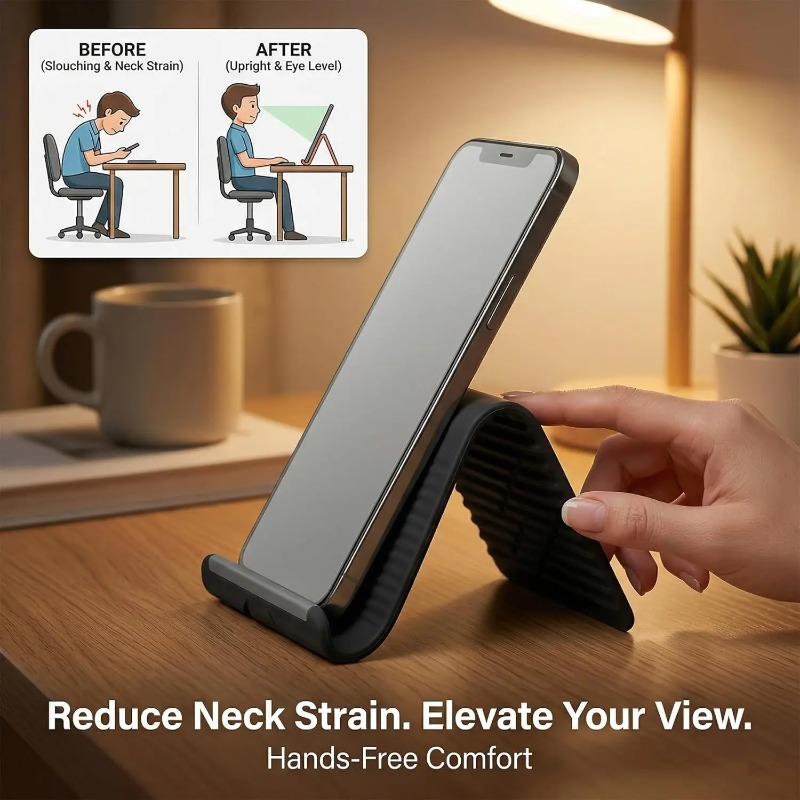 柔軟で折りたたみ可能なシリコン製携帯電話ホルダー、ポータブル - Laptop Accessories Organizer のレビューと価格