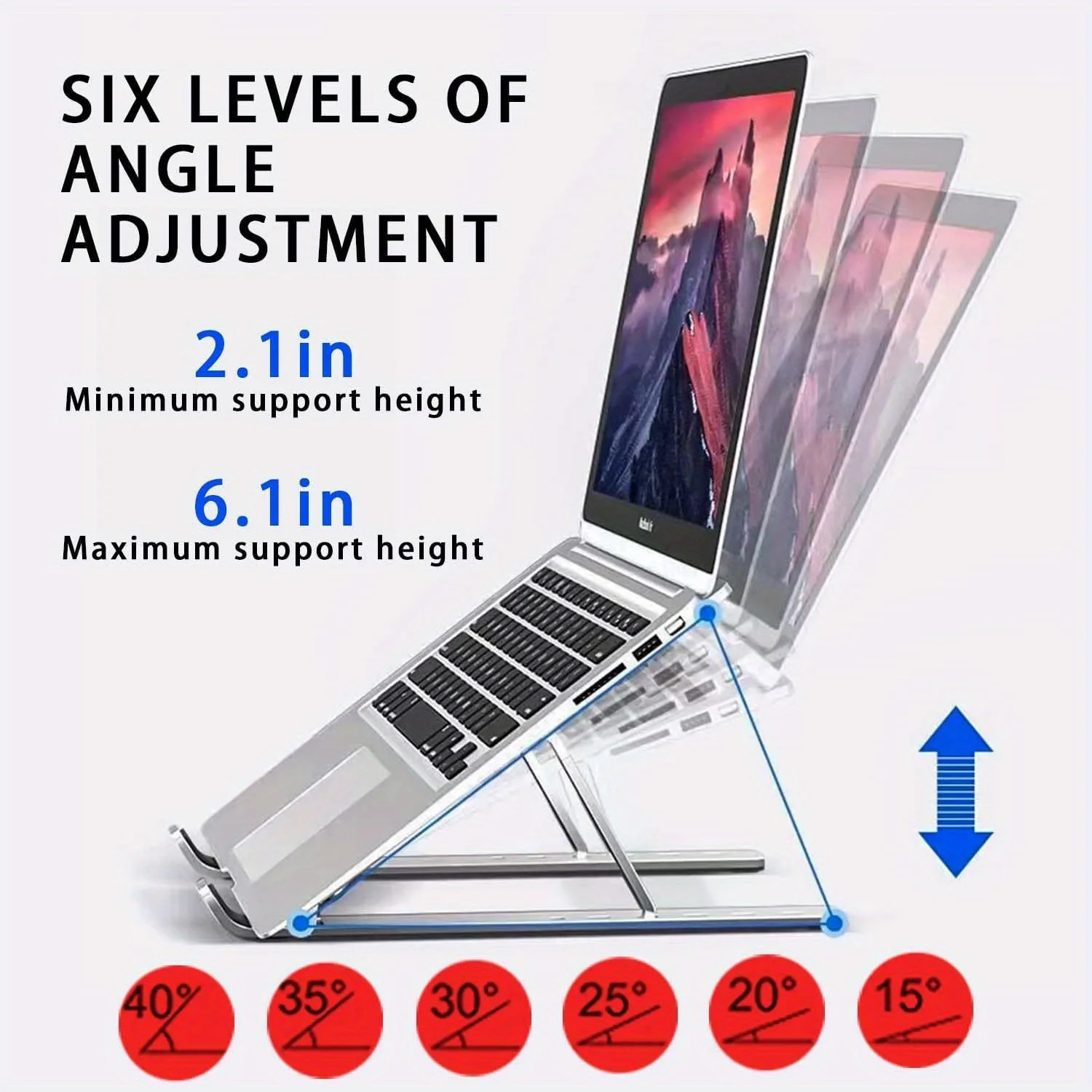 調節可能なアルミニウム製ラップトップスタンド - 6段階の高 - Laptop Accessories Organizer のレビューと価格