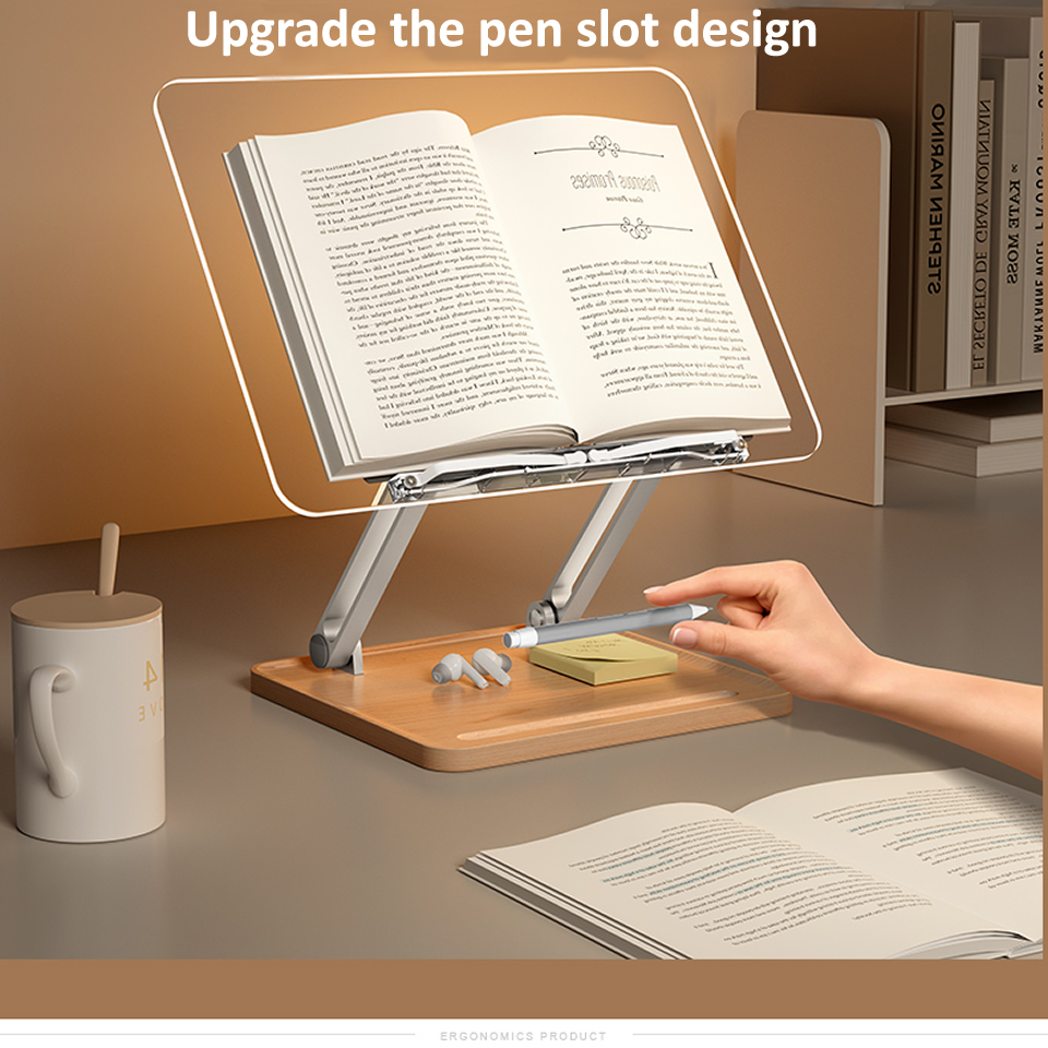 木製読書スタンド ライト付き 透明アクリル 多機能リフティン - Laptop Accessories Organizer のレビューと価格