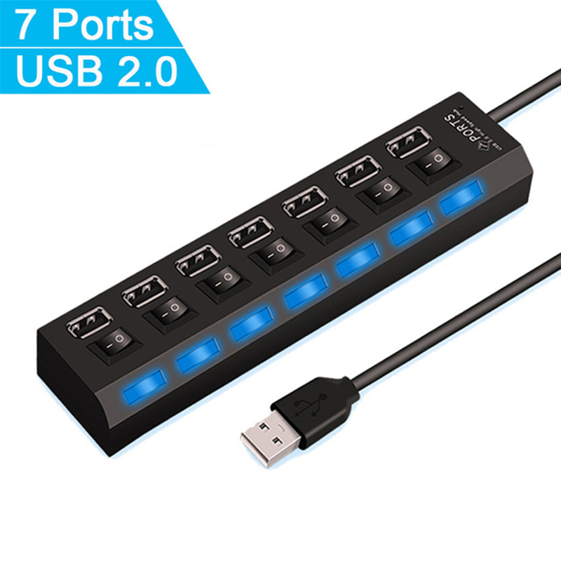 7 ポート USB 2.0 ハブスプリッターラップトップコン - Laptop Office Accessories のレビューと価格