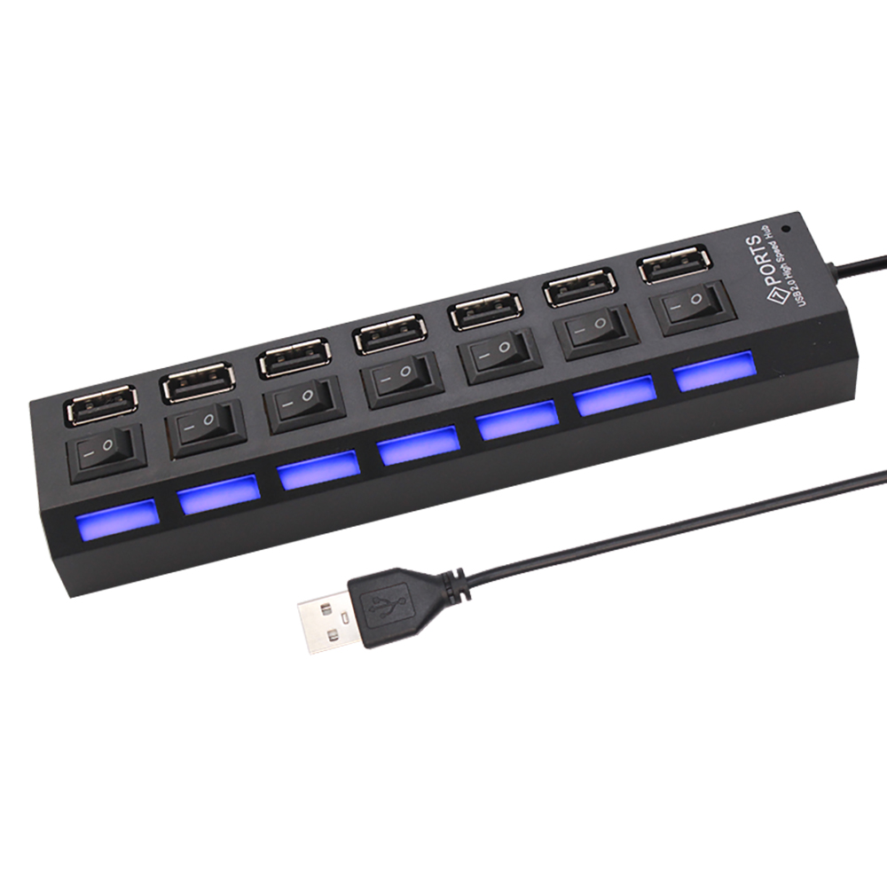7 ポート USB 2.0 ハブスプリッターラップトップコン - Laptop Office Accessories のレビューと価格
